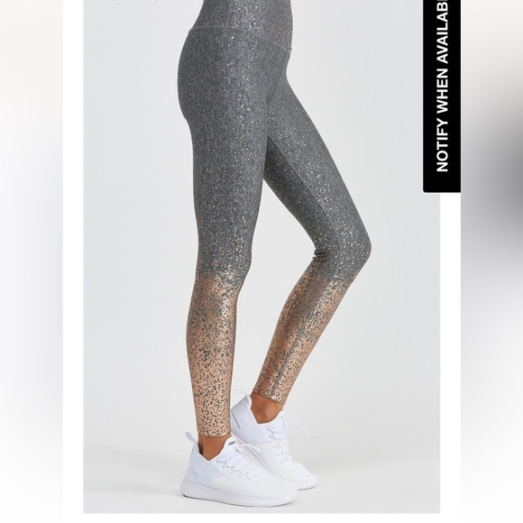 Beyond Yoga Pants - Beyond Yoga Glittering Gray and Rise Gold Leggings Size Small